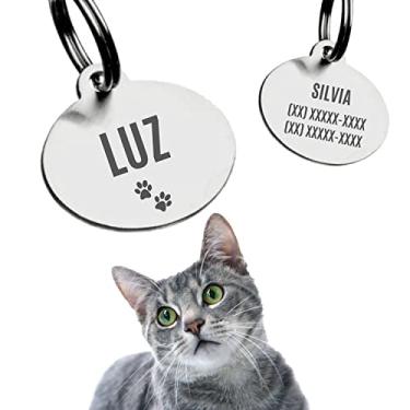 Imagem de Alubrax Coleira Guizo Com Placa de Identificação Pet Plaquinha Pingente Personalizada Para Gatos