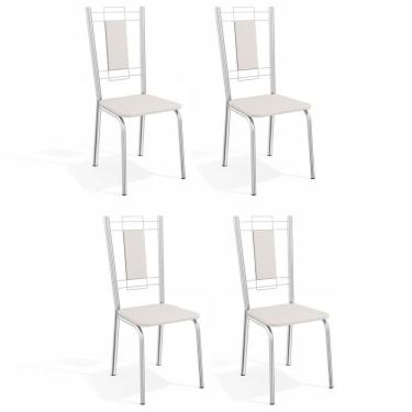 Imagem de Cadeiras Kit 4 Cadeiras Florença Cromada Branco - Kappesberg