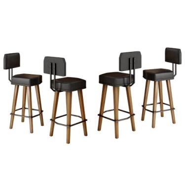 Imagem de Kit com 4 Banquetas para Balcão Bancada de Cozinha Industrial Americana Luxo (Altura de 60cm do Assento ao chão, Preto)