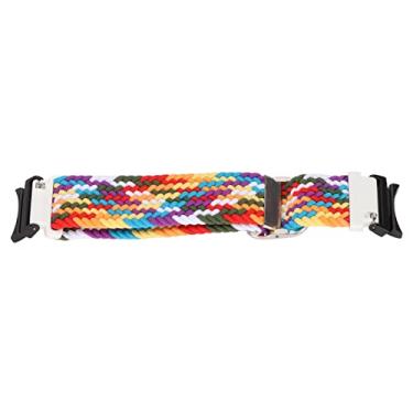 Imagem de Pulseira de relógio trançada elástica, pulseira de relógio trançada de nylon respirável para Galaxy Watch 4(arco-íris)