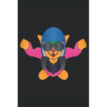 Imagem de Fliegen Notizbuch: Motiv Cat skydiver