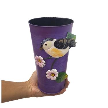 Imagem de Vaso Enfeite Jardim Quintal Varanda Passaro Flor De Ferro Roxo (SYBO-G6)
