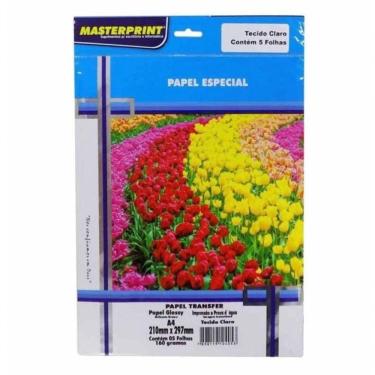 Imagem de Papel Transfer A4 210x297 Mm 160g - C- 5 Folhas - Masterprint - Tecido Claro