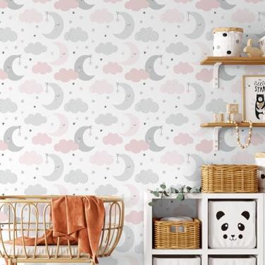 Imagem de Papel de Parede Adesivo Quarto Infantil Noite Rosa