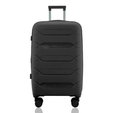 Imagem de Mala de Viagem Média 23kg Despachada Expansiva Rígida Polipropileno Rodas Duplas 360º Cadeado TSA Gladiador P1M Preto