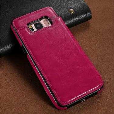 Imagem de Capa de telefone de couro flip para Samsung S23 S22 Ultra S21 S20 FE S10 S9 S8 Plus S7 Capa de cartão carteira para Galaxy Note 20, rosa vermelha, para Samsung S20 FE 4G 5G