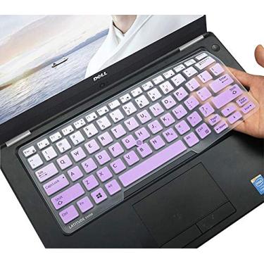 Imagem de Capa de teclado Dell Latitude para Dell Latitude E7450 E7470 E5470 E7480 E5450 5480 5490 7490, Dell 3340 E3340 Protetor de teclado de silicone para laptop, roxo gradual (layout dos EUA, com