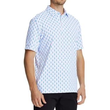 Imagem de YAMXDM Camisetas masculinas de golfe com listras refletivas que absorvem a umidade, ajuste seco e elástico em 4 direções, White Lady Liberty, P