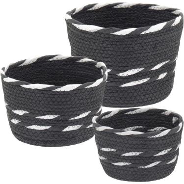 Imagem de Sawalli Cesta Fibra Preto 3Pç
