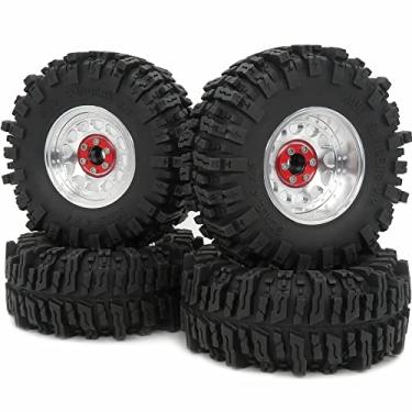 Imagem de HOBBYSOUL 2.2 Mud Slingers Tires 124mm & 2.2 Beadlock Wheels Adjustable 4 Offsets Rims Silver for RC Crawler Trail Gen8 Everest 10 gen 7 Pro/Axial Capra Wraith / TRX4, (4-Pack, Assembled)