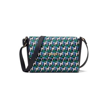 Imagem de Tommy Hilfiger Bolsa tiracolo feminina Melissa II com aba, Tommy azul marinho/verde olímpico/feitiço azul/branco óptico, Small