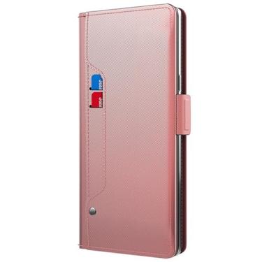 Imagem de POYUFRG Rosa, 70 Pro, capa fólio para Huawei Pura 70 Ultra/70 Pro/70 Pro+/70, capa carteira flip de couro com fecho magnético com compartimentos para cartões e espelho