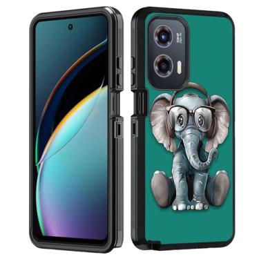 Imagem de FVAENDHIO Capa protetora para Moto G Stylus 5G 2024, resistente 3 em 1, híbrida, à prova de choque, à prova de impacto, para Motorola Moto G Stylus 5G 2024, fones de ouvido música elefante