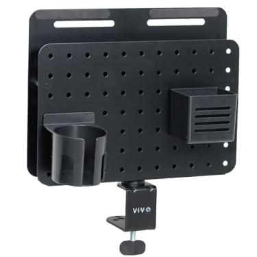 Imagem de VIVO Pegboard giratório de aço com suporte para laptop, quadro magnético de 35,5 x 28 cm, organizador de acessórios de mesa, preto, PP-DK02L
