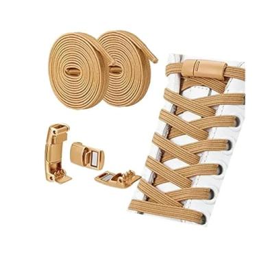 Imagem de Lock Shoe Laces Elastic No Tie Shoelaces Sneakers Shoelace Kids Adult Rubber Band Laces One Size Fits All Shoes(KHAKI)