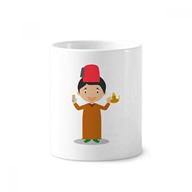 Imagem de Red Hat Morocco Porta-canetas com desenho de escova de dentes branca copo de cerâmica 355 ml