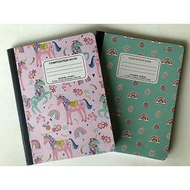 Imagem de Unicórnio rosa arco-íris material escolar de (1) unicórnio 100 folhas copmosição com (1) arco-íris 100 folhas copmosição