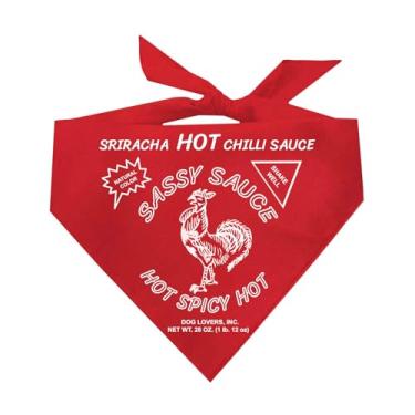 Imagem de Sriracha Garrafa de molho picante fantasia de Halloween Bandana para cães (vermelho, OS 1155)