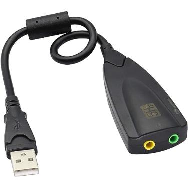 Imagem de Cartão de som estéreo USB 5.1 externo da zdyCGTime USB 2.0 para adaptador de placa de som de áudio 3D, canal virtual 5.1 para Windows e Mac, PC, notebook com fone de ouvido e microfone de 3,5 mm – 2 pacotes/preto, cable