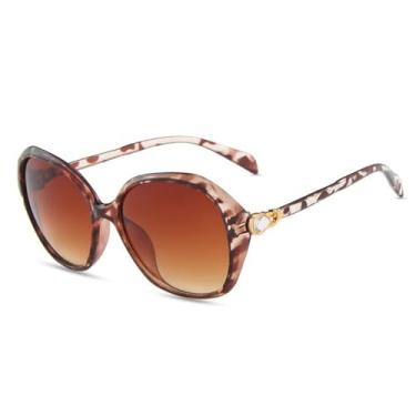 Imagem de HCPIHF Óculos de sol femininos grandes, vintage, gota d'água, cristal, perna, decoração, UV400, óculos de viagem, C3, chá de leopardo, tamanho único