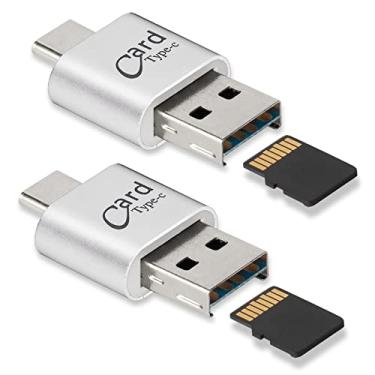 Imagem de [Pacote com 2] Leitor de cartão micro SD para telefone Android, cartão micro SD para adaptador USB, leitor de cartão mini USB C para leitor de cartão de memória da câmera, leitor de cartão Wansurs