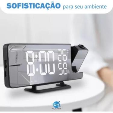 Imagem de Relógio Digital De Mesa Led Com Projetor No Teto E Alarme Temperatura 