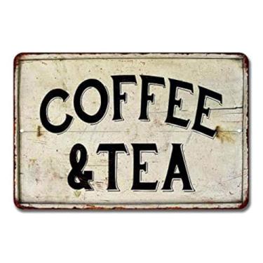 Imagem de Chico Creek Placas de Café e Chá Estação de Sinais Nook Shop Decoração Hot Farmhouse Decorações Rústico Time Bar Cozinha Espresso Country Chic Acessórios de Parede Arte de Presente Metal 108120020092 8" x 12" Economy Gloss Branco