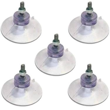 Imagem de Kit 5 Ventosas De 40Mm (4 Cm) Pvc Cristal C/Parafuso E Porca - H Plást