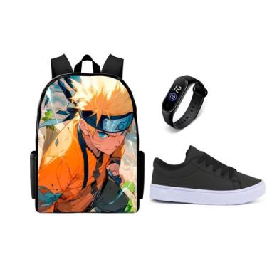 Imagem de Mochila Escolar Lançamento Casual Com Tenis Infantil E Relogio Digital