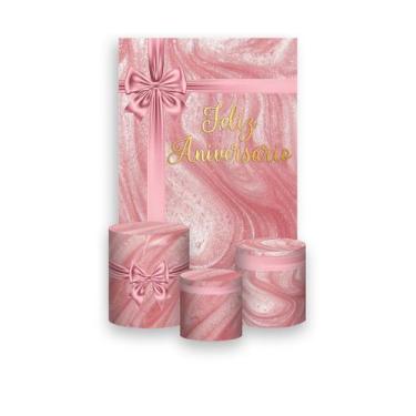 Imagem de Painel De Festa Vertical 1,50 x 2,20 + Trio De Capas Cilindro - Feliz 