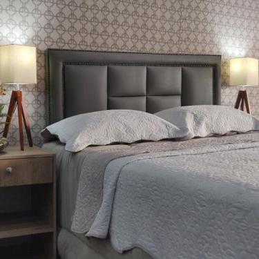 Imagem de Cabeceira King 195 Cama Box Diamond 2 Módena V2H4 Cinza Corano Painel 