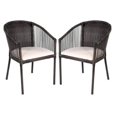 Imagem de Kit 2 Cadeiras Alumínio Fibra Sintética com Assento Tabaco - UMA BOX