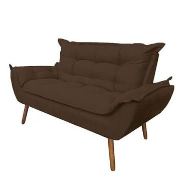 Imagem de Namoradeira Decorativa Opala Sala de Estar Tecido Suede Marrom Kimi De