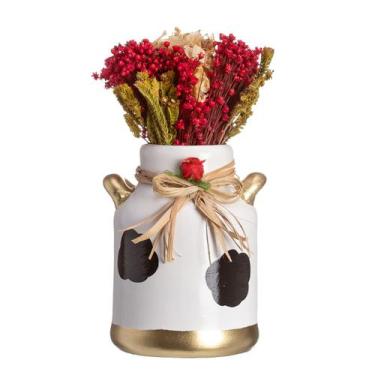 Imagem de Enfeite Latão Porta Talher Vaso Cerâmica Trabalhada - Maryland Decor, 