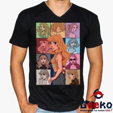 Imagem de Camiseta Taylor Swift 100% Algodão Pop Geeko, Preto gola v, G