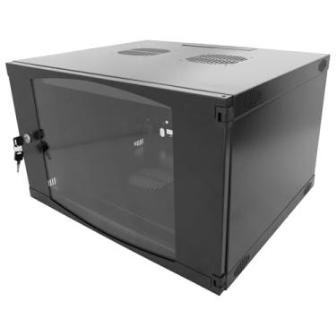 Imagem de Gabinete de servidor 6U para montagem na parede com 2 ventiladores de servidor, painéis laterais removíveis de porta de vidro, armário de rede de 48 cm, profundidade de instalação para computador