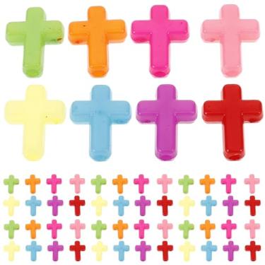 Imagem de 100 Unidades Contas Cruzadas Acrílicas Cruz Jesus Maria Encantos Contas Decorativas Encantos Cruzados Pingente De Cruz Miçangas Cruzadas Colar Filho Pulseira Miçangas Decorativas