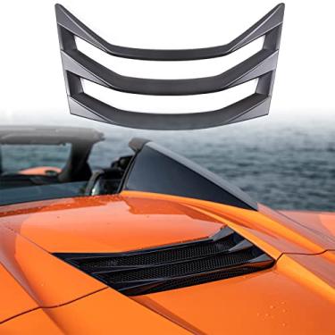 Imagem de Capa para saída de ar do capô traseiro do carro compatível com Chevrolet Corvette C8 modelos conversíveis 2020-2023, ventilação traseira de escotilha de fibra de carbono C8 acessórios 1 peça (preto