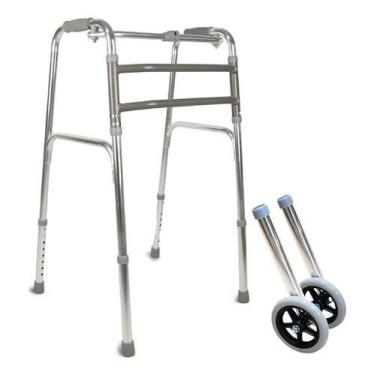 Imagem de Andador Idoso Adulto Ortopedico Dellamed D10 130kg Dobravel + 2 Rodas