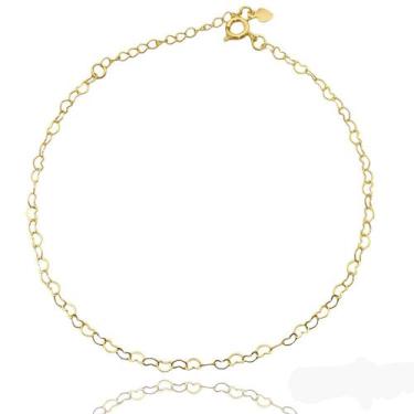 Imagem de Tornozeleira Corrente Coração Vazado Banhada a Ouro 18k Semijoia - Dri