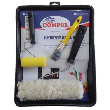 Imagem de Kit De Pintura De Paredes Compel com Bandeja Pincel Rolo 5 pcs
