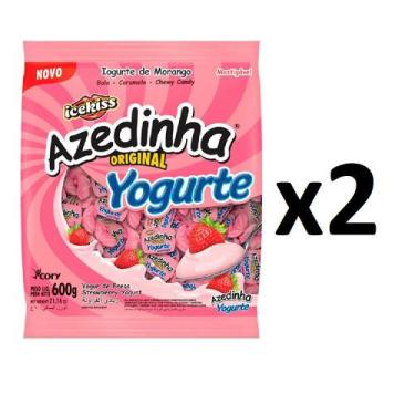 Imagem de 2 Pacotes Bala Mastigável Azedinha Iogurte 600gr cada - Ice Kiss