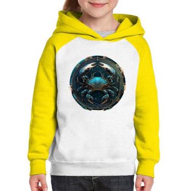 Imagem de Moletom Infantil Câncer Sígno - Foca na Moda, Branco, Amarelo, 4