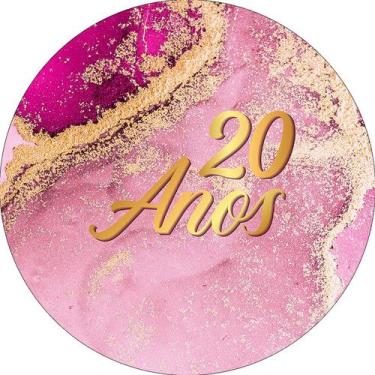 Imagem de Painel De Festa Redondo 1,50x1,50 - Efeito Mármore Pink com Dourado 20
