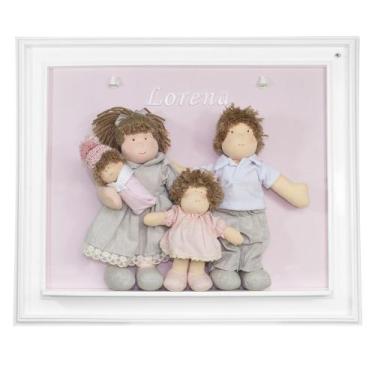 Imagem de Porta Maternidade Quadro Luz de Led Família Irmã com Bebê Menina Quart