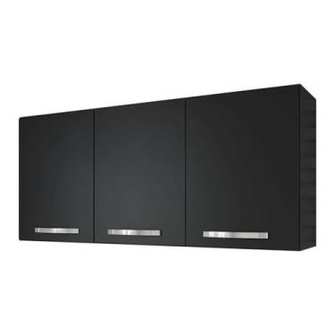 Imagem de Armário Aéreo Cozinha 120cm 3 Portas Com Divisória Home - Preto - Fior
