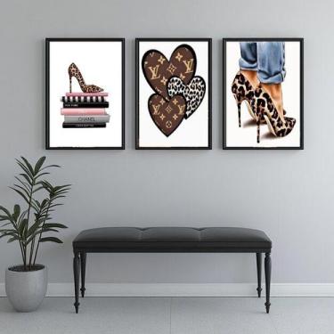 Imagem de Kit 3 Quadros Closet - Oncinha Fashion 24x18cm - com vidro - Quadros O