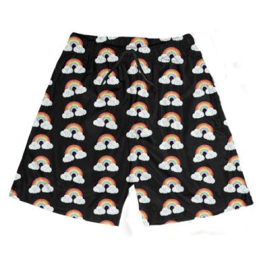 Imagem de Short Praia Shorts Banho Bermuda Verão Arco-íris Cartoon Rainbow 250 -