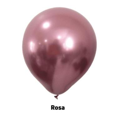 Imagem de BALÃO REDONDO METÁLICO/CROMADO - ROSA Nº 09 - JOY - Pacote com 25 unid
