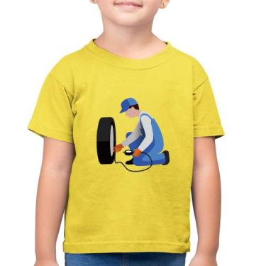 Imagem de Camiseta Algodão Infantil Borracharia - Foca na Moda, Amarelo canário,